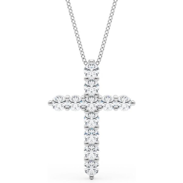 Collar de Diamantes en Forma de Cruz 1.63 ct Diamante de Laboratorio Oro Blanco 585 (14K)