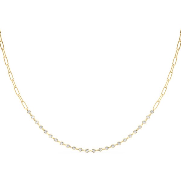Collar Station & Paper Clip de Diamantes de Laboratorio Oro Blanco 585 (14K)