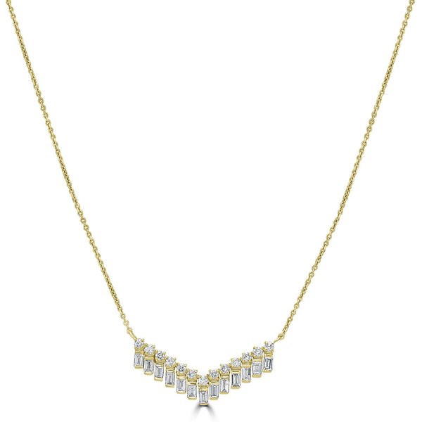 Collar Chevron con Diamantes Naturales Oro Amarillo 585 (14K)