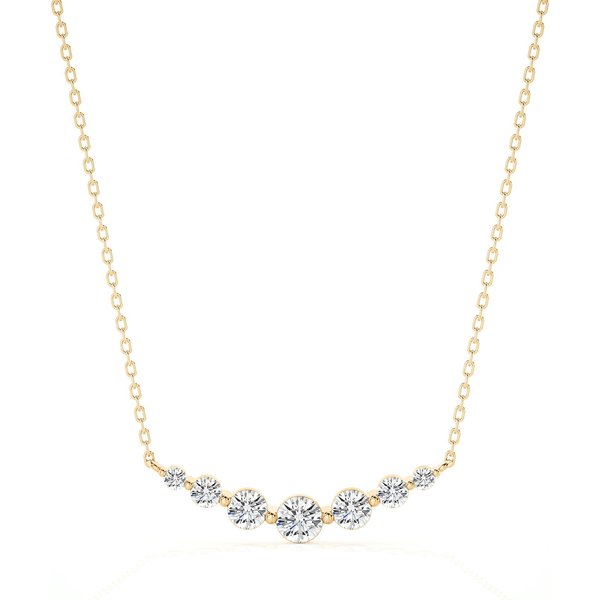 Collar de Diamantes de Laboratorio Curved Bar con Piedras Engastadas Alternadamente Oro Amarillo 585 (14K)