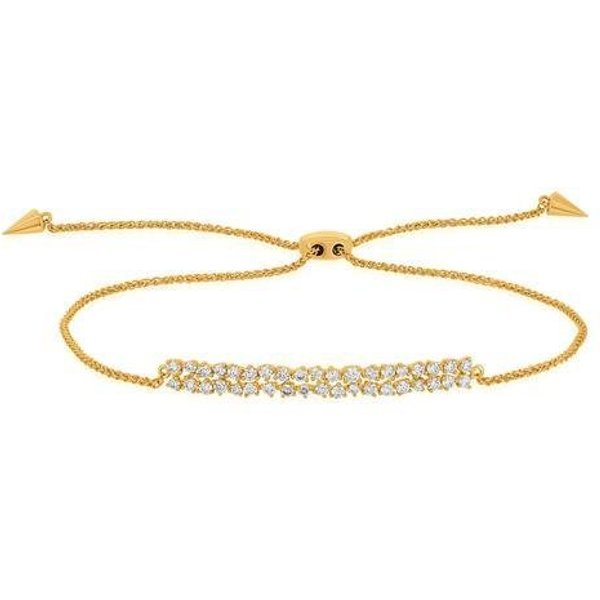 Pulsera Ajustable con Barra de Diamantes Naturales Oro Amarillo 585 (14K)