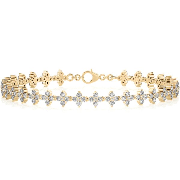 Pulsera Floral con Diamantes de Laboratorio Oro Amarillo 585 (14K)