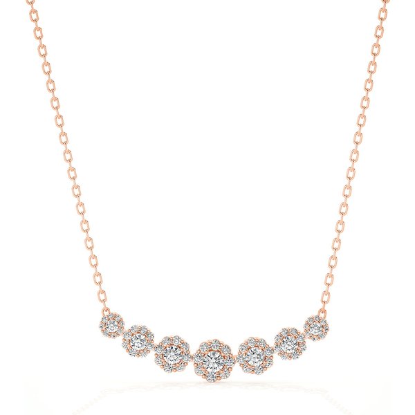 Collar con Cinco Piedras y Colgante Smile Diamante de Laboratorio Oro Rosa 585 (14K)