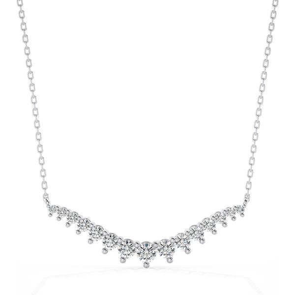 Collar con Colgante de Diamante de Laboratorio Curvado Shared Prong Oro Blanco 585 (14K)