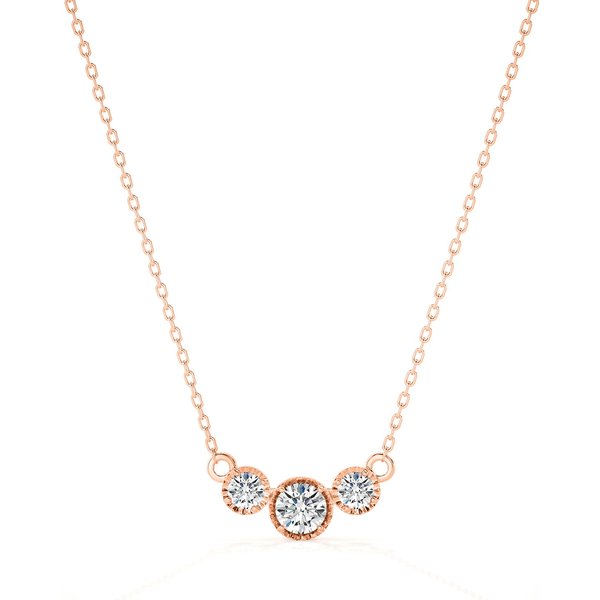 Collar de Diamantes de 3 Piedras Brillante Diamante de Laboratorio Oro Rosa 585 (14K)