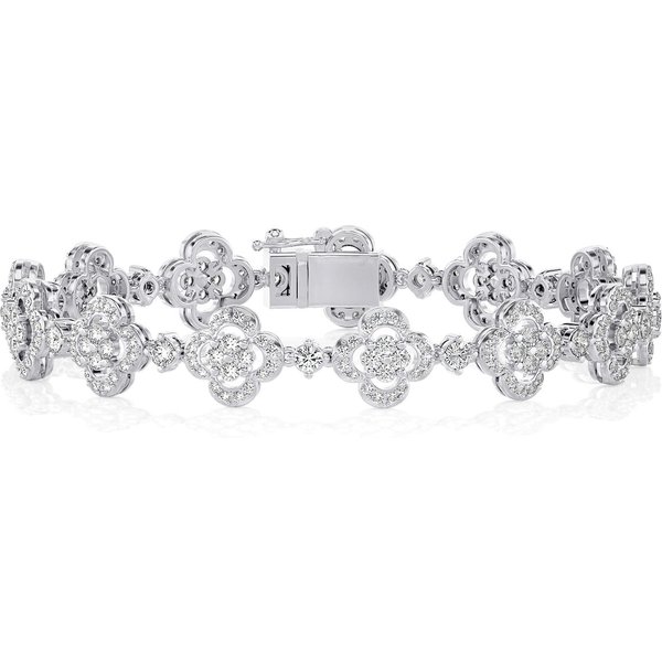 Pulsera con Diseño Floral Diamante de Laboratorio Oro Blanco 585 (14K)