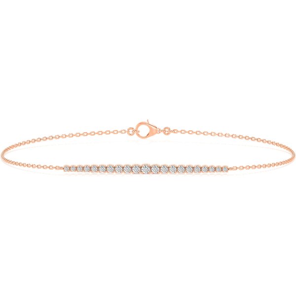 Pulsera Ajustable con Diamantes de Laboratorio Graduales Oro Rosa 585 (14K)