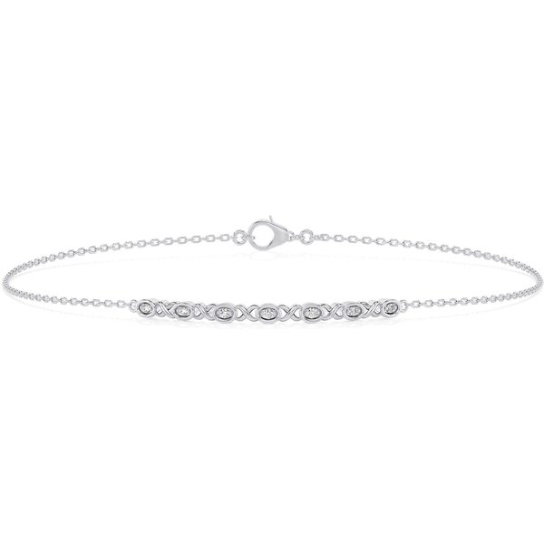 Pulsera Ajustable Abrazos y Besos Diamante de Laboratorio Oro Blanco 585 (14K)