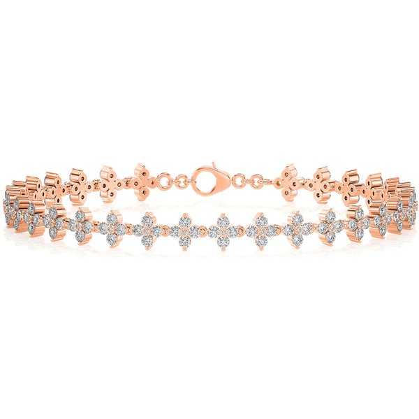 Pulsera Floral con Diamantes de Laboratorio Oro Rosa 585 (14K)