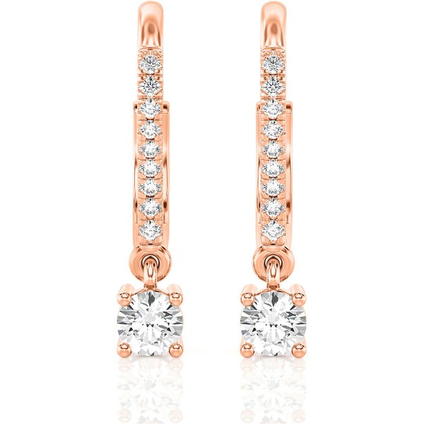 Aros con Diamante Redondo Diamante de Laboratorio Oro Rosa 585 (14K)