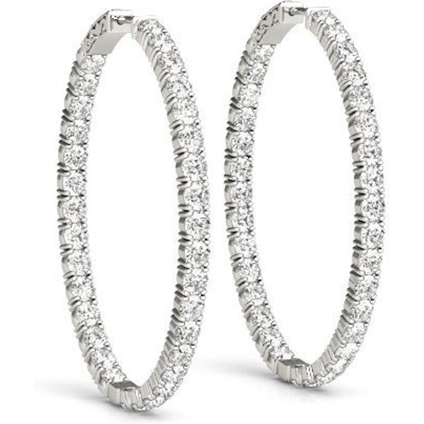Pendientes Aros Ovalados Inside-Out 30 mm 2.20 ct. tot. Diamante de Laboratorio Oro Blanco 750 (18K)