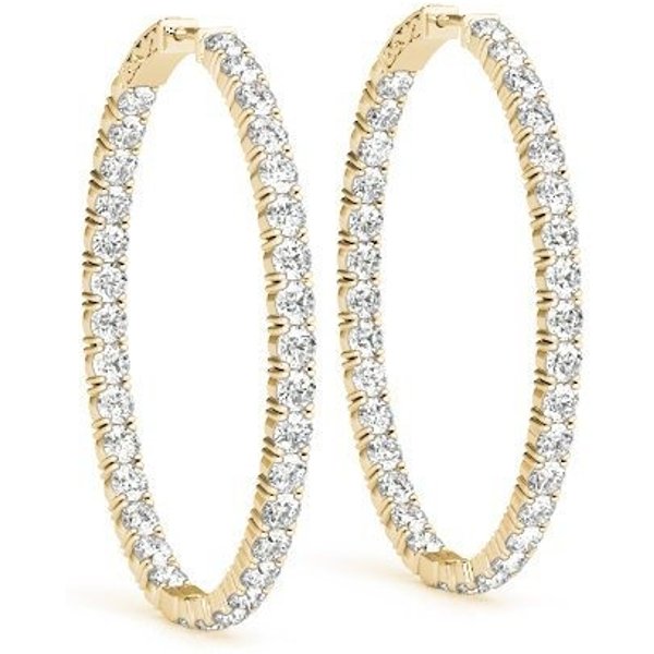 Pendientes Aros Redondos Inside-Out 30 mm 5.40 ct. tot. Diamante de Laboratorio Oro Amarillo 585 (14K)