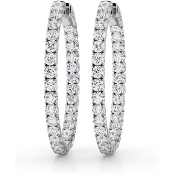 Pendientes Aros Redondos Inside-Outside U-Prong 36 mm 3.72 ct. tot. Diamante de Laboratorio Oro Blanco 750 (18K)