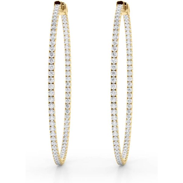 Pendientes Aros Redondos Inside-Outside U-Prong 50 mm 1.56 ct. tot. Diamante de Laboratorio Oro Amarillo 750 (18K)
