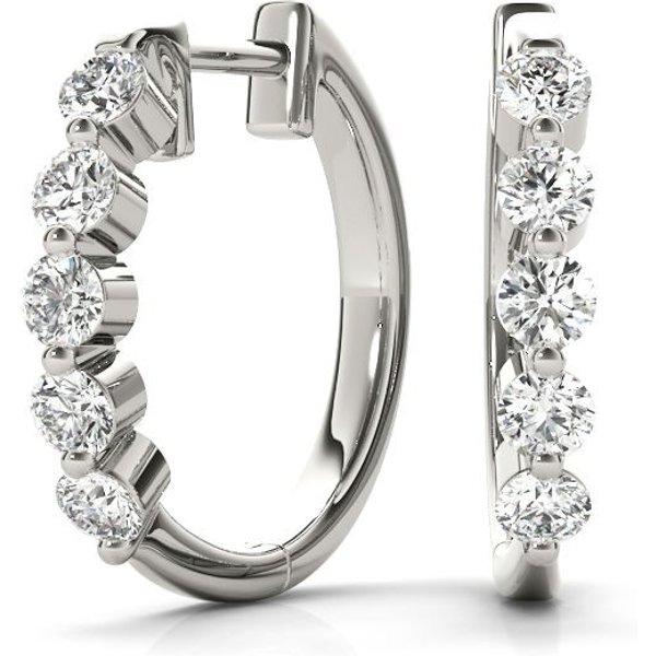 Pendientes Huggie Shared-Prong 0.25 ct. tot. Diamante de Laboratorio Platino 950