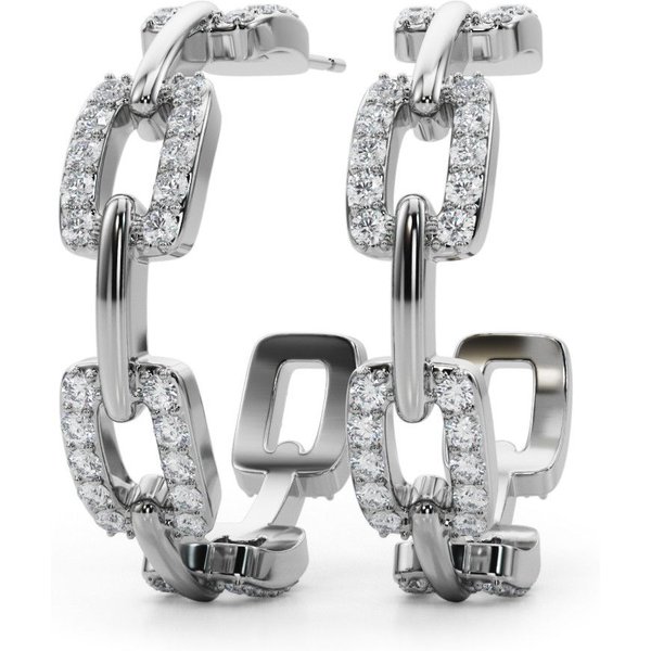 Aros Abiertos Cadena con Diamantes 1.00 ct. tot. Diamante de Laboratorio Oro Blanco 585 (14K)