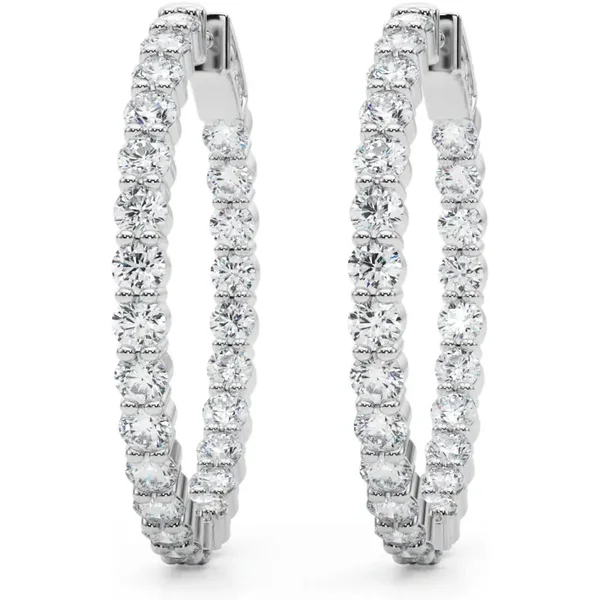 Aros con Diamantes Redondos 4.50 ct. tot. Diamante de Laboratorio Oro Blanco 585 (14K)
