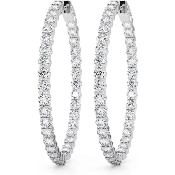 Aros con Diamantes Redondos 44 mm 6.33 ct. tot. Diamante de Laboratorio Oro Blanco 585 (14K)