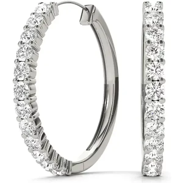 Aros con Diamantes 1.10 ct. tot. Diamante de Laboratorio Oro Blanco 585 (14K)