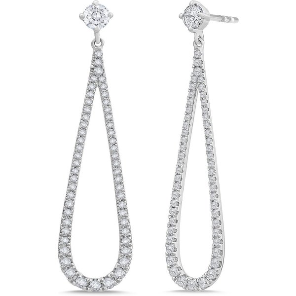 Pendientes Gota Ovalada Abierta 1.00 ct. tot. Diamante de Laboratorio Oro Blanco 585 (14K)
