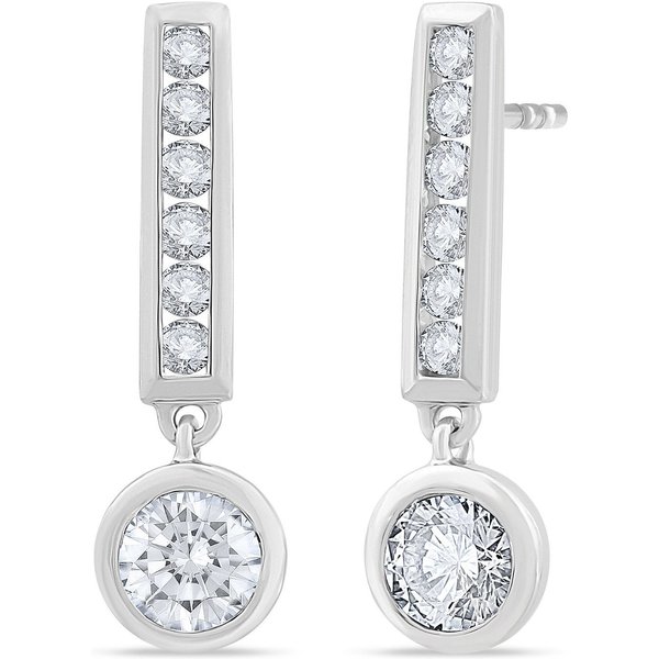 Pendientes Colgantes en Bisel 1.00 ct. tot. Diamante de Laboratorio Oro Blanco 585 (14K)