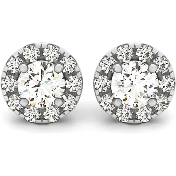 Pendientes de Botón Halo 1.20 ct. tot. Diamante de Laboratorio Oro Blanco 585 (14K)