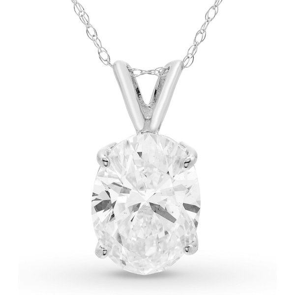Colgante Solitario Ovalado 3.00 ct Diamante de Laboratorio Oro Blanco 585 (14K)