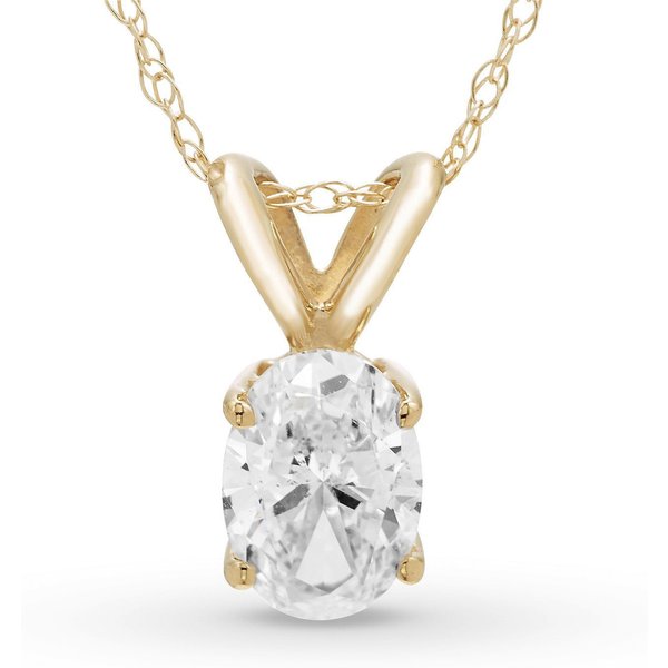 Colgante Solitario Ovalado 0.50 ct Diamante de Laboratorio Oro Amarillo 585 (14K)