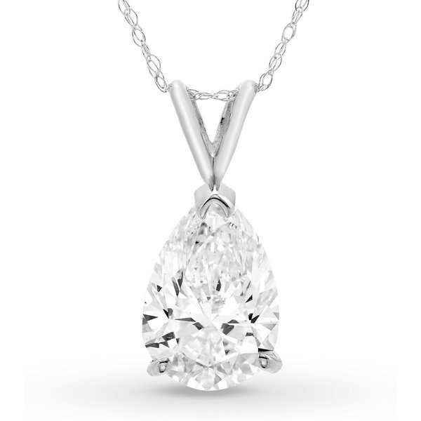 Colgante Solitario Pera 3.00 ct Diamante de Laboratorio Oro Blanco 585 (14K)