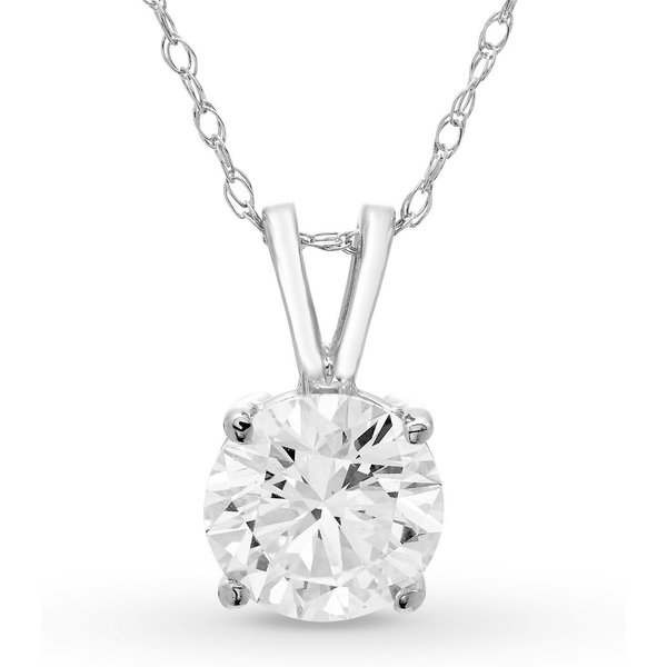 Colgante Solitario Redondo 1.00 ct Diamante de Laboratorio Oro Blanco 585 (14K)