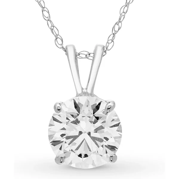Colgante Solitario Redondo 1.50 ct Diamante de Laboratorio Oro Blanco 585 (14K)