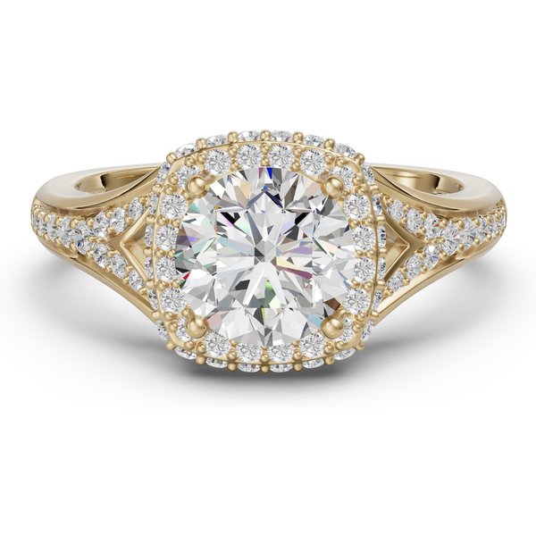 Anillo de Compromiso Halo Acentuado 3.00 ct Diamante de Laboratorio Oro Amarillo 585 (14K)