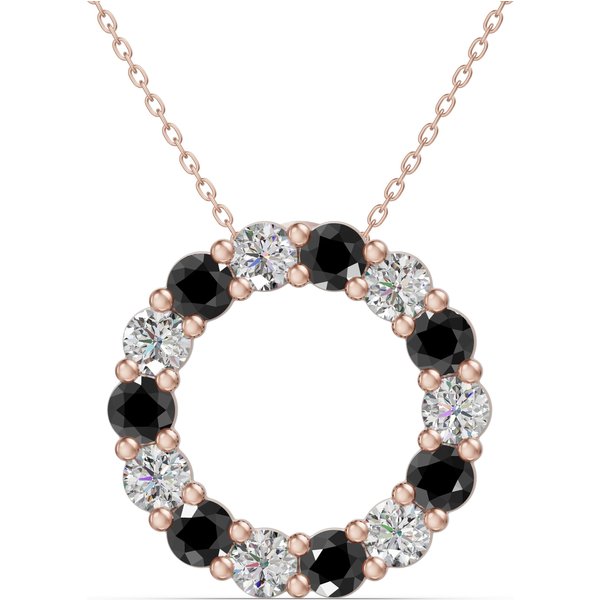 Colgante Círculo Acentuado con Diamantes Negros y Blancos 1.12 ct Oro Rosa 585
