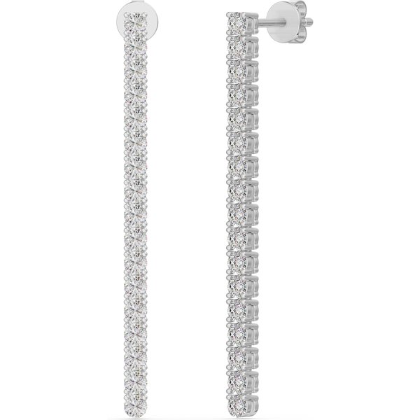 Pendientes Colgantes con Corte Redondo 1.00 Quilate Diamante de Laboratorio Oro Blanco 585 (14K)