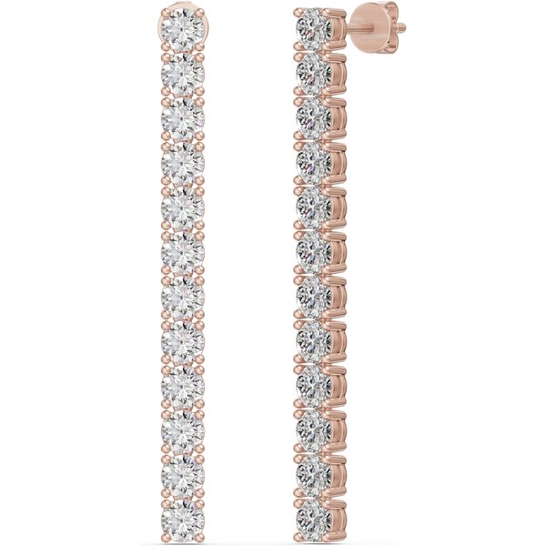 Pendientes Colgantes con Corte Redondo 3.00 Quilates Diamante de Laboratorio Oro Rosa 585 (14K)