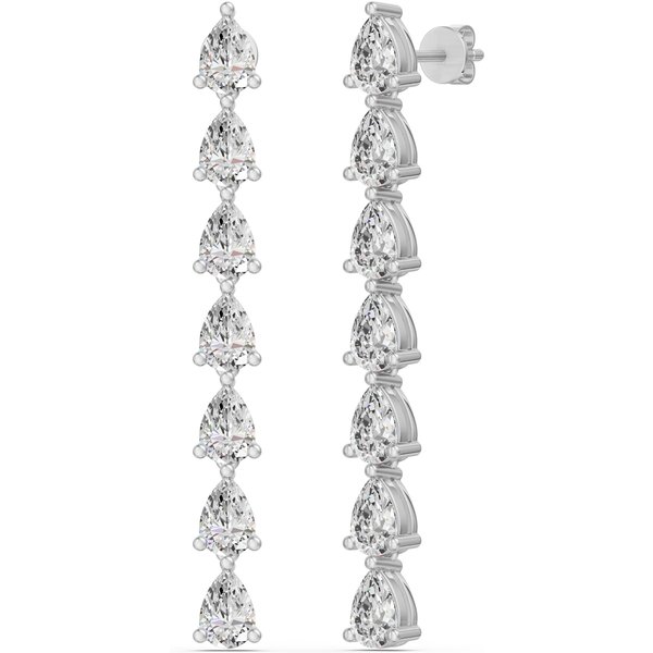 Pendientes Colgantes con Corte Pera Diamante de Laboratorio Oro Blanco 585 (14K)