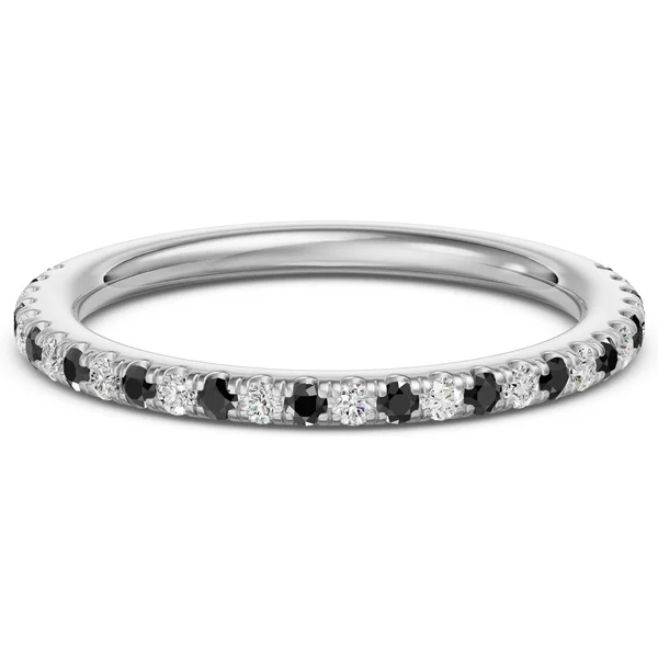 Alianza de Boda Acentuada Arezzo con Diamantes Negros Platino 950