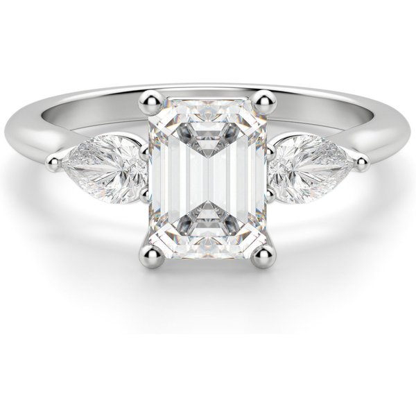 Anillo de Compromiso Clásico Esmeralda 1.75 ct con Piedras de Pera Diamante de Laboratorio Platino 950