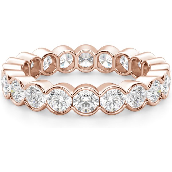 Anillo Eternidad Half Bezel con Piedras Redondas 3.00 mm Diamante de Laboratorio Oro Rosa 585 (14K)