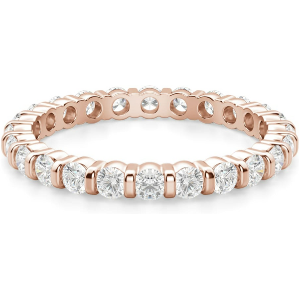 Anillo Eternidad Bar Set con Piedras Redondas 2.00 mm Diamante de Laboratorio Oro Rosa 750 (18K)