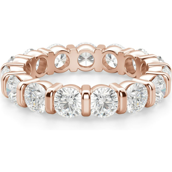 Anillo Eternidad Bar Set con Piedras Redondas 3.70 mm Diamante de Laboratorio Oro Rosa 585 (14K)