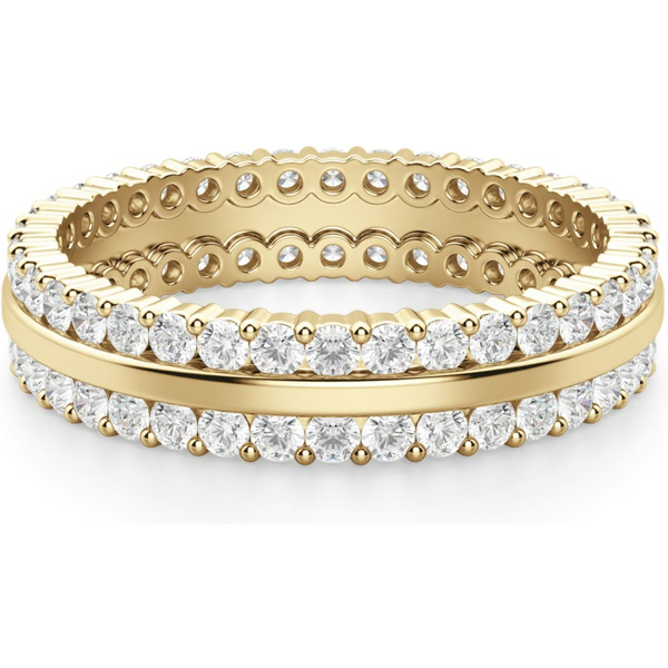 Anillo Eternidad de Dos Filas con Piedras Redondas 1.50 mm Diamante de Laboratorio Oro Amarillo 750 (18K)