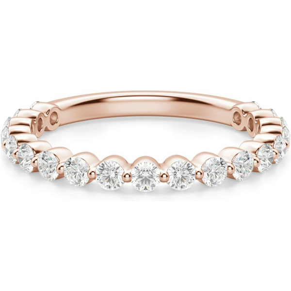 Anillo Media Eternidad Shared Prong con Piedras Redondas 2.00 mm Diamante de Laboratorio Oro Rosa 585 (14K)