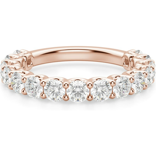 Anillo Media Eternidad Scallop Set con Piedras Redondas 3.00 mm Diamante de Laboratorio Oro Rosa 585 (14K)