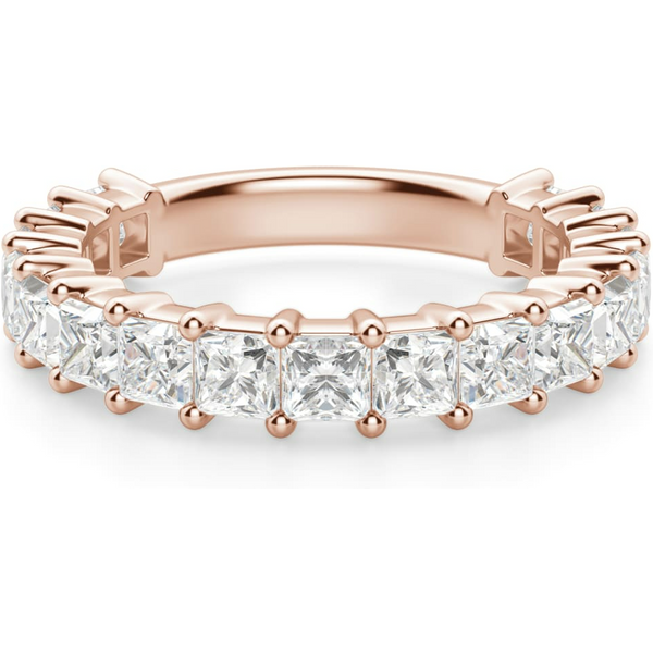 Anillo Media Eternidad Princesa 2.75 mm Diamante de Laboratorio Oro Rosa 750 (18K)