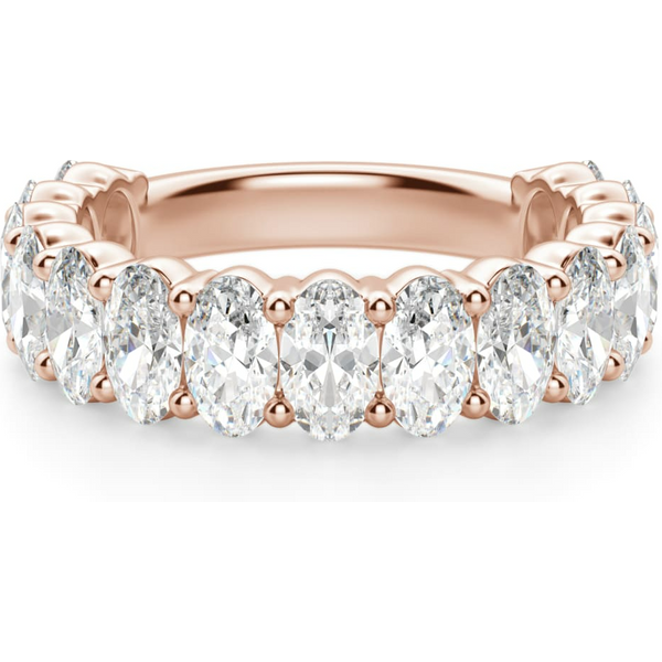 Anillo Media Eternidad con Piedras Ovaladas 5x3 mm Diamante de Laboratorio Oro Rosa 750 (18K)
