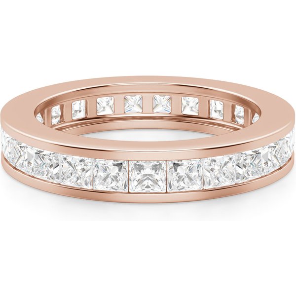 Anillo Eternidad Channel Set Princesa 2.00 mm Diamante de Laboratorio Oro Rosa 750 (18K)