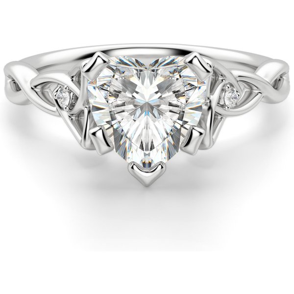 Anillo de Compromiso Corte Corazón 1.50 ct Celtic Knot Diamante de Laboratorio Oro Blanco 585 (14K)
