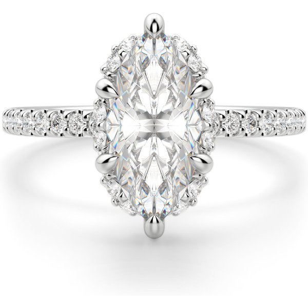 Anillo de Compromiso Corte Marquesa 2.50 ct Novara Diamante de Laboratorio Oro Blanco 585 (14K)