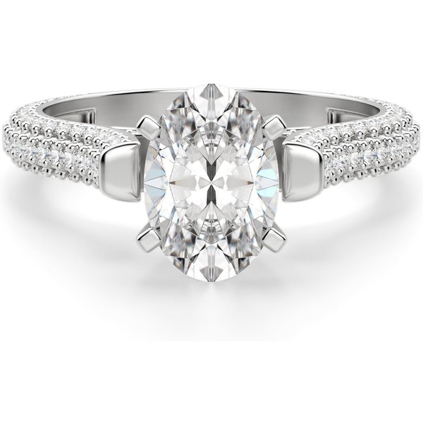 Anillo de Compromiso Corte Ovalado 2.50 ct Seine Diamante de Laboratorio Oro Blanco 585